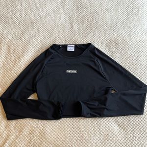 Ladies GymShark Long Sleeve Black Crop Top